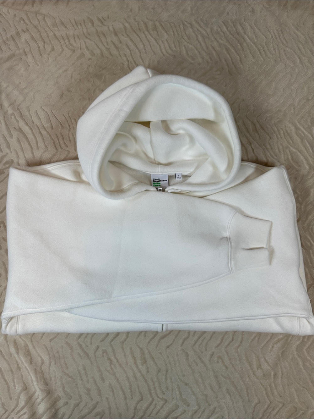 NWOT! Aritzia TNA Sweatfleece Boyfriend Full Zip Hoodie in White Size L